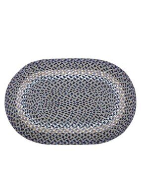 Blue and Natural Oval Braided Rug 20 x 30